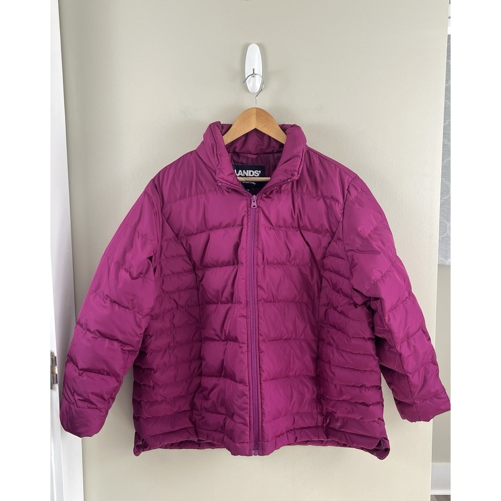 Lands End Down Puffer Winter Coat‎ Jacket Insulated Pink Sz 16-18 Women's